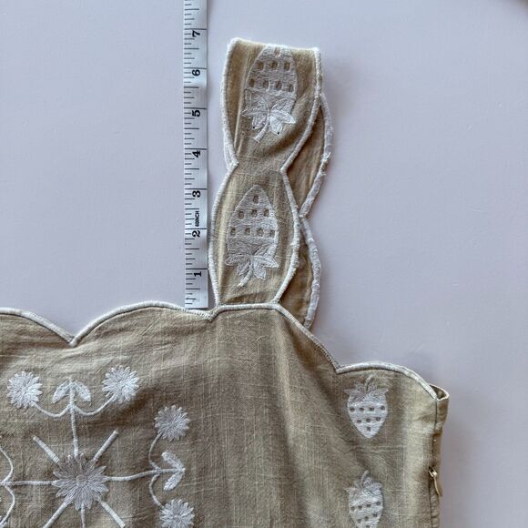 NWT Isla Payal Taormina Strawberry Beige & White Embroidered Cotton Maxi Dress S - Picture 12 of 12